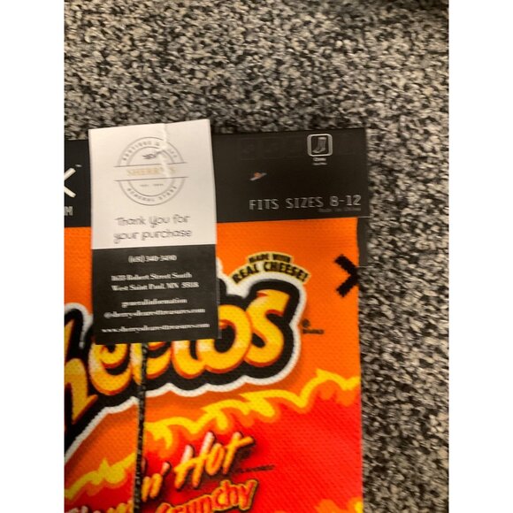 Cheetos Flamin Hot Crunchy Novelty Socks Fits Sizes 8-12 Bright Orange & Yellow - Picture 2 of 3